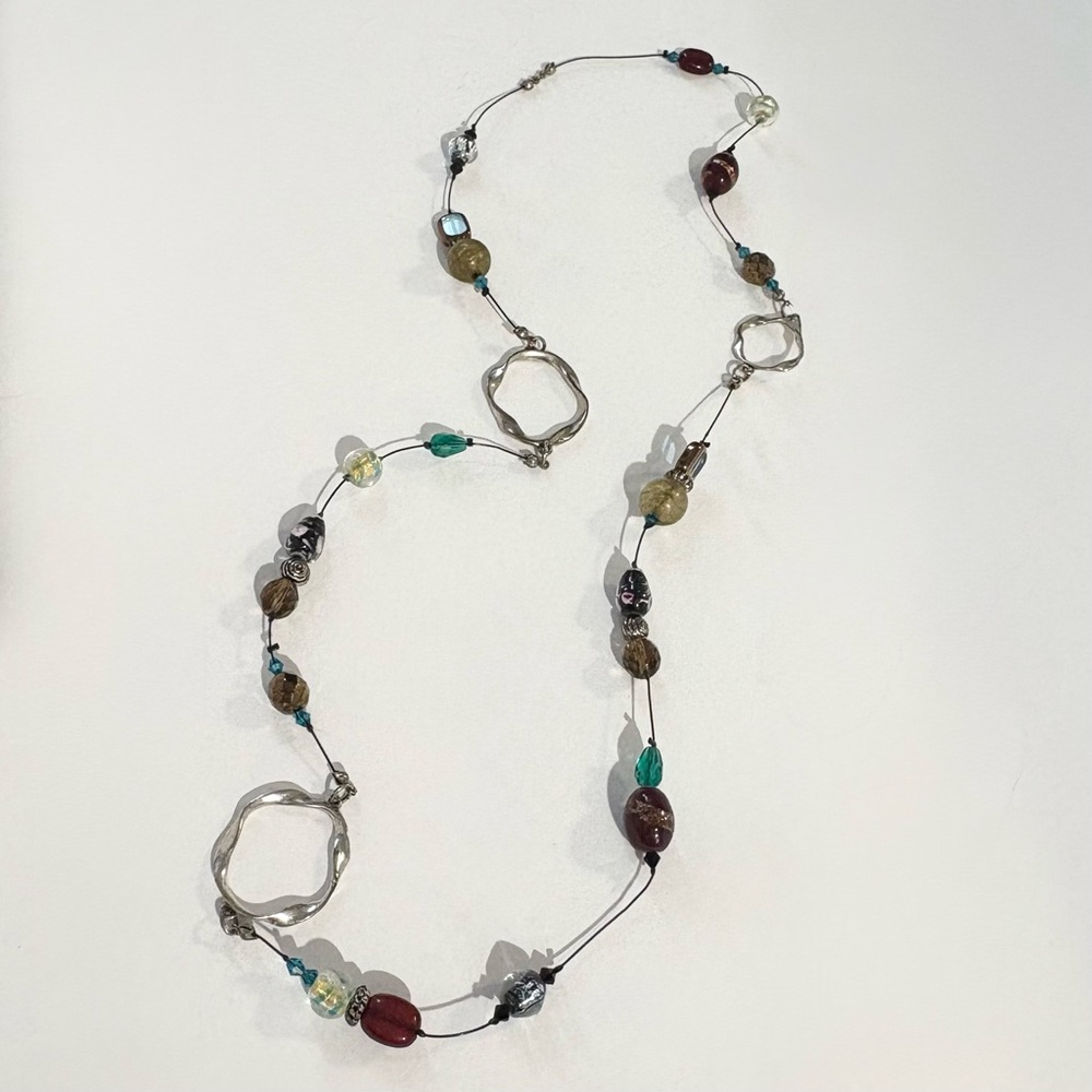 Vintage Glass Beaded Slip on Abstract Necklace With Flaw